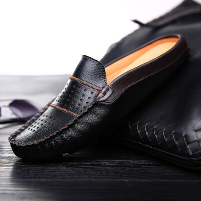 

Slipper men in summer a pedal lazy half slippers Korean leisure driver shoes mens sandals with no heel bean shoes men