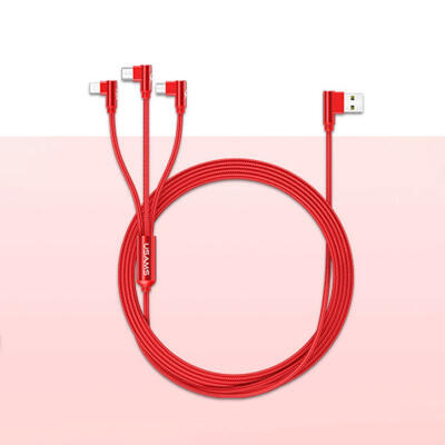 

BASEUS US-SJ242 U10 12m Elbow One Drag Three Charging Data Cable Type-C Lightning Micro USB Charge Wire Cable-12m