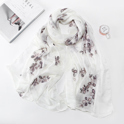 

New spring&summer simulation silk embroidered silk scarf long retro embroidery scarf air conditioning shawl simulation silk scarf