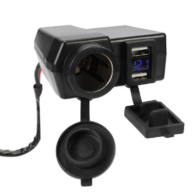 

Car-Styling 12V Waterproof Car Boat Motorcycle Dual 2 USB Charger LED Display Voltmeter Car Cigarette Lighters-Socket 3-in-1 Ada