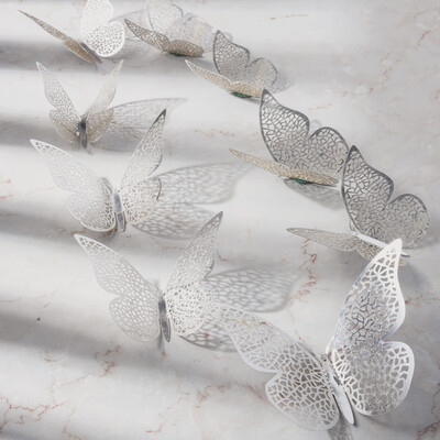 

〖Follure〗12 Pcs 3D Hollow Wall Stickers Butterfly Fridge for Home Decoration New
