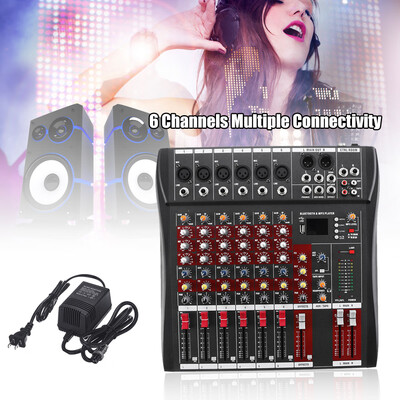 

Professional Audio Mixer Sound Board 6 Channel USB BT Stereo Mixer Mixing Console