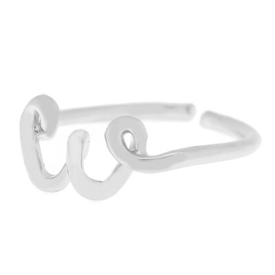 

Silver A-Z 26 Letters Initial Name Rings Women Men Weeding Couple Jewelry