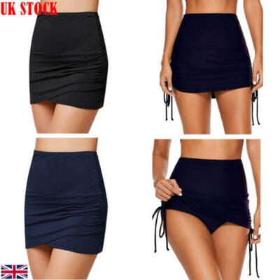 

UK Summer Women Sexy High Waist Beach Bathing Hem Drawstring Swimming Skirt