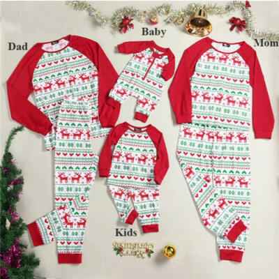 

Christmas Family Matching Cute Pajamas Adult Women Kids Baby Sleepwear Set Plus