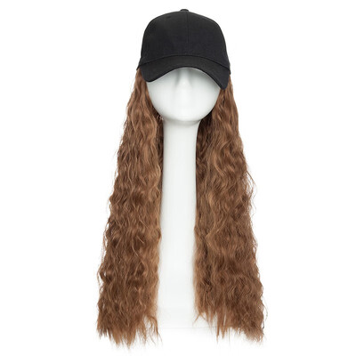 

Baseball Hat with Synthetic Hair Extension Black Color Long Wavy hair Extensions with Baseball Cap Black Hat for women