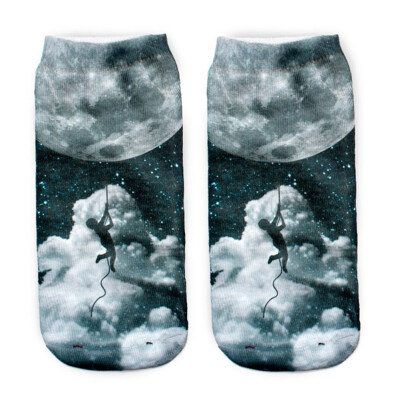 

1Pair Women Low Cut Ankle Socks Funny Socks Cat Cartoon 3D Printing Socks Cotton Hosiery Printed Socks