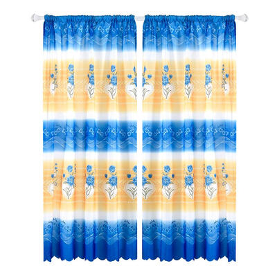

Plain Horizontal Strip Rose Printing Window Blinds Drapes Blackout Curtains