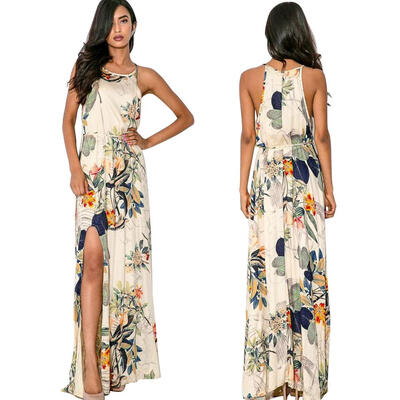 

Sexy Women Floral Floor Length Side Slit Party Cocktail Maxi Dress