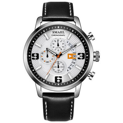 

SMAEL 9078 Fashion Quartz Wristwatch Casual Waterproof Watch With Leather Strap For Men
