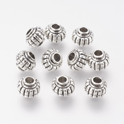 

Alloy European Beads Large Hole Bead Pumpkin Antique Silver 11x9mm Hole 4mm