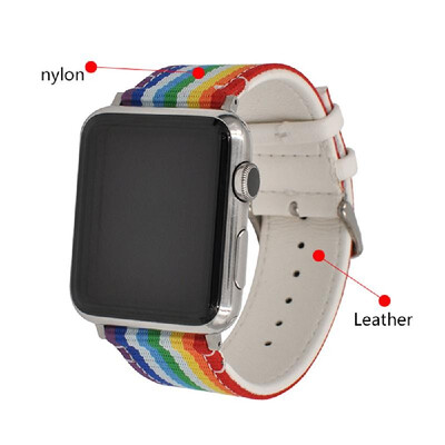 

Fashionable Sports Band Leather Watch Strap Casual Watch Bands Strap Nylon Wristband Replacement for Apple Watch