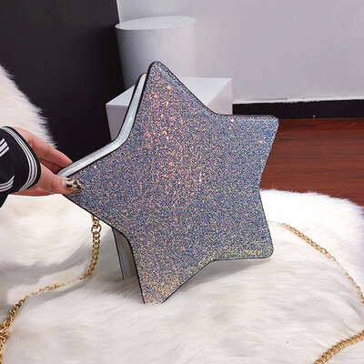 

Ins personality red sequined star bag female 2019 new Korean version of textured chain bag shoulder Messenger bag tide