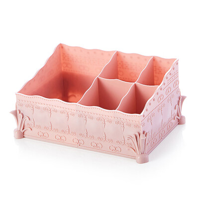 

1 Pcs Comestic Storage Box Makeup Organizer Multi Function Flower Decor Chic Box for Lipsticks Remote Control Pens Phones Grey