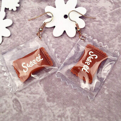 

1Pair Hot Korean Fun Candy Color Transparent Dangle Earrings Lollipop Heart Fashion Resign Rainbow Drop Earring For Women