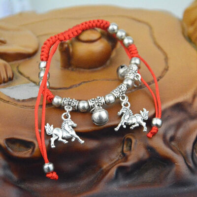 

Lucky Miao Silver Anklet Ethnic Red Rope Chain fashion jewelry