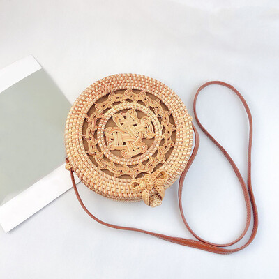 

Tailored Circle Handwoven Bali Round Retro Rattan Straw Beach Bag Crossbody