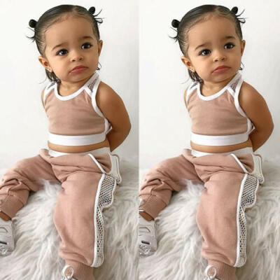

New Toddler Baby Girls Vest Crop Tops Pants Outfits Clothes Summer 2Pcs Set