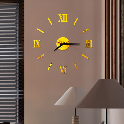 

Siaonvr 3D DIY Roman Numbers Acrylic Mirror Wall Sticker Clock Home Decor Mural Decals