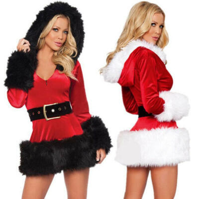 

Red Woman Santa Claus Cosplay Dress Female Christmas Costumes Sexy Clothing US