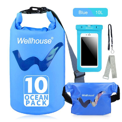 

Set of 3 Waterproof Dry Bag Waist Pack&Phone Case Outdoor Travel Beach Storage Bags for Kayking Rafting Boating