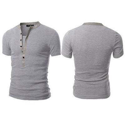 

Mens Slim Fit V Neck Short Sleeve Muscle Tee T-shirt Casual Tops Henley Shirts