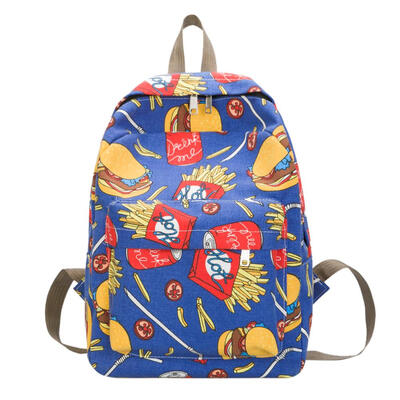 

3D Food Print Backpacks Women Canvas Teen Girls Travel Shoulder School Bags