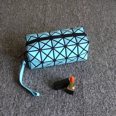 

New Fashion Women Cosmetic Bag Cases Geometric Folding Make Up Bag Quality PVC Qrganizer Makeup Case Beauty Bags