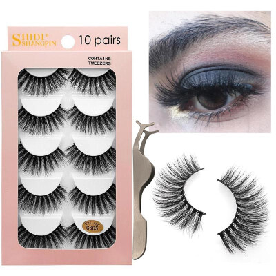 

10 Pair Of False Eyelashes Tweezers set Natural Slender Curling Fake Eye Lashes Mink Hair Eye Lashes