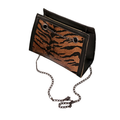 

Tiger Women Handbags Shoulder Bags Print Chain Small Square Bag New Stitching Color Diamond Lattice Crossbody