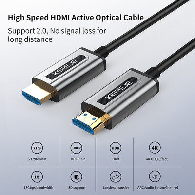 

Fiber Optic HDMI Cable 4K60Hz 50FT HDMI 20 cable Support 18Gbps 3D UHD HDR 444 HDCP22 ARCHigh-Speed optical cable for TVbox