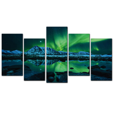 

YISHIYUAN 5 Pcs HD Inkjet Paints Northern Lights Scenery Decorative Painting