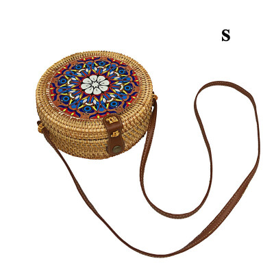 

Women Fashion Handmade Woven Round Straw Bags Summer Beach Style Handbags Bohemian Rattan Crossbody Bags Beach Circular Bags