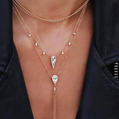 

Multi Layer Shell Pendant Necklace For Women Gold Chain Necklace Crystal Choker Necklaces Summer Bohemian Best Friend Jewelry