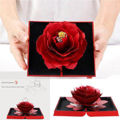 

Siaonvr 3D Pop Up Rose Ring Box Wedding Engagement Jewelry Storage Holder Case Bump