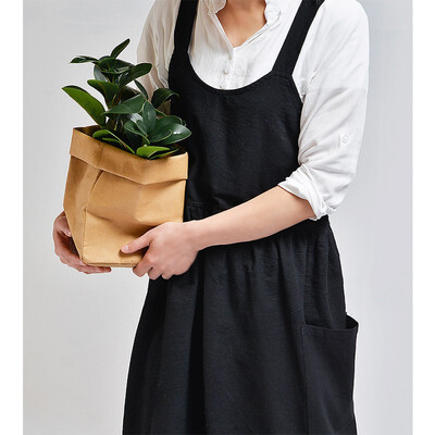 

NeillieN All-cotton loose apron Korean version cotton&hemp apron kitchen florist overallsdaidlepinaforeClean apron