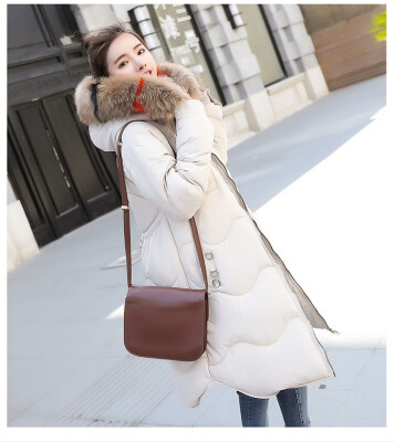 

Winter 2018 new down jacket Korean version of large size womens wear large fur collared cap cotton-padded coat
