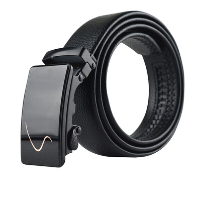 

New Men belt high quality solid color PU leather Alloy Automatic buckle belt youth Men Business casual belt