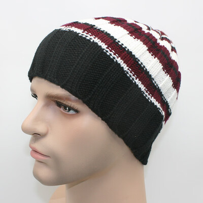 

Horizontal Stripes Women Men Unisex 9-color Knit Hat Autumn&Winter Warm Ear Protectors Pullover Cap Outdoor Ski Hat