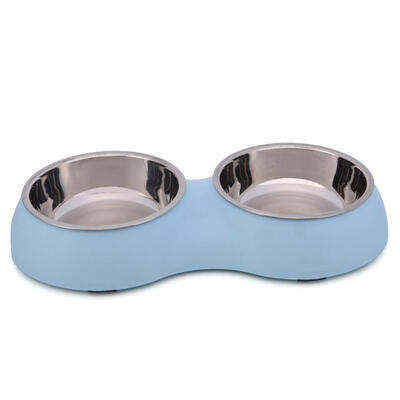 

Pet Double Bowls Dog Cat Feeder Non-Slip Food Feeding Water Drinking Bowl