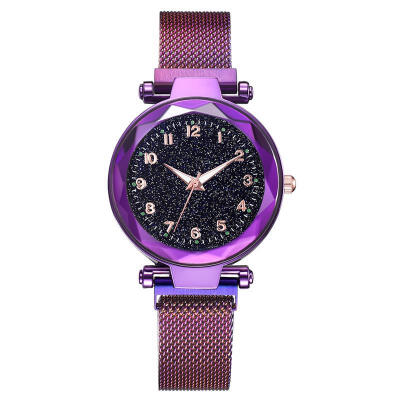 

Women Starry Sky Watch Fashion Magnet Buckle Mesh Band Roman Number Quartz Wristwatch Women Luxury Watches Zegarek Damski