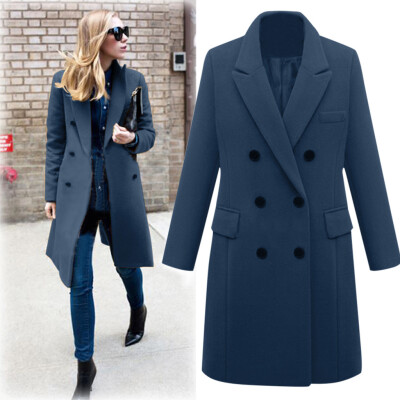 

Tailored Womens Winter Lapel Wool Coat Trench Jacket Long Overcoat Outwear