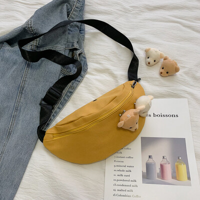 

Fashion cute bear crossbody bag 2019 new pockets casual wild shoulder bag simple sports canvas bag