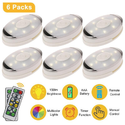 

6Pcs White Oval LED Sensor Light Wireless Motion Detachable Cover 8 LED Beads Night Light Closet Light Suitable for Drawers Cabine