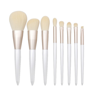 

Gobestart 8 Pcs High-end Pearl White Wooden Handle Powder Brush Eyeshadow And Makeup