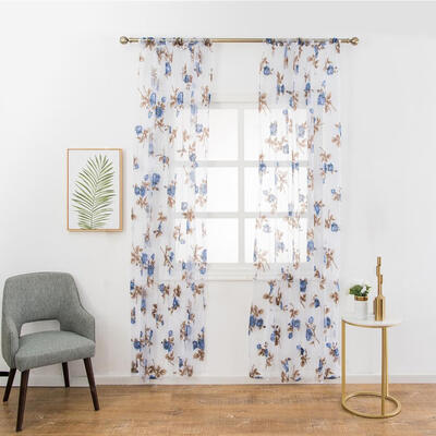 

Washable Flowers Sheer Voile Tulle Curtains Living Bedroom Windows Drapes