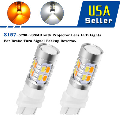 

2x 3157 5730 20LED Dual Color AmberWhite Switchback Turn Signal Stop LED Bulbs