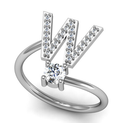 

26 Letter Silver Ring Solitaire Crystal Wedding Day Party Ring Jewelry for Women