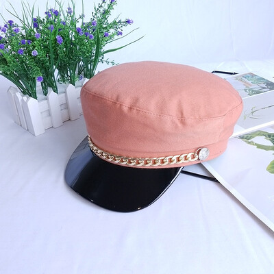 

Beret retro duck tongue flat top navy hat female Korean wave autumn England thin red octagonal hat Joker