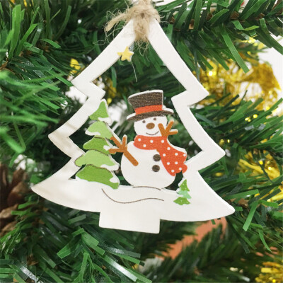 

〖Follure〗10Pcs DIY Cartoon Craft Christmas Xmas Wood Chip Hanging Ornaments Decor